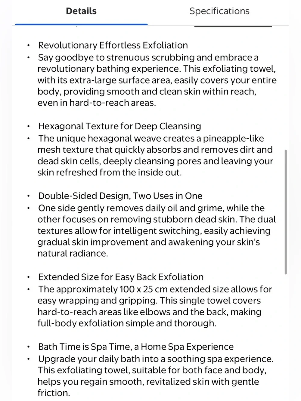 Cleansing and Exfoliating Bath Towel | Extra Long Exfoliating Scrub Cloth